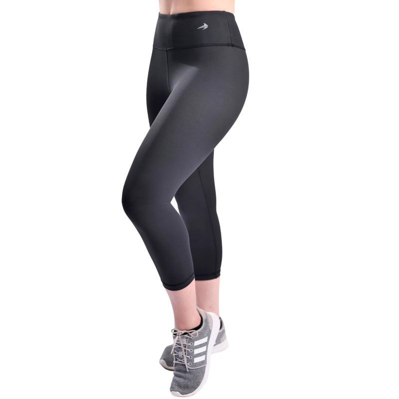 CompressionZ High Waisted Capri Compression Leggings for Women Tummy Control - Workout, Gym, Pilates, Travel, Yoga Pants Black 2X-Large - Image 1